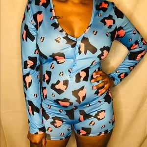 Blue & Pink long sleeve pajama onesie